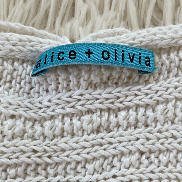 Alice + Olivia horizontal cable knit 100% linen high low sweater scoop neck SZ S - Picture 4 of 9